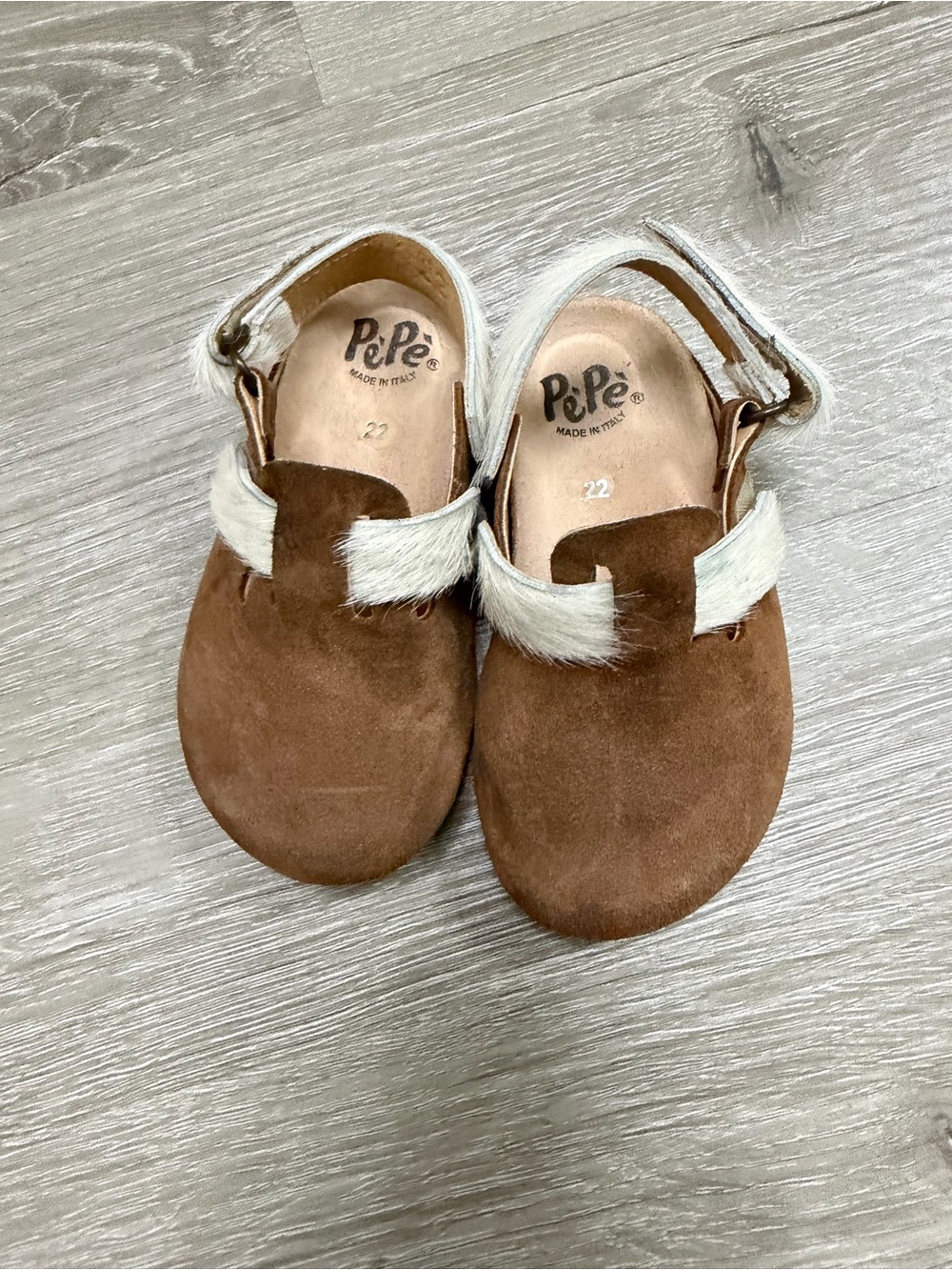 Pepe Jeans Brown Suede Kids Mary Jane Sandals with Cream Accent